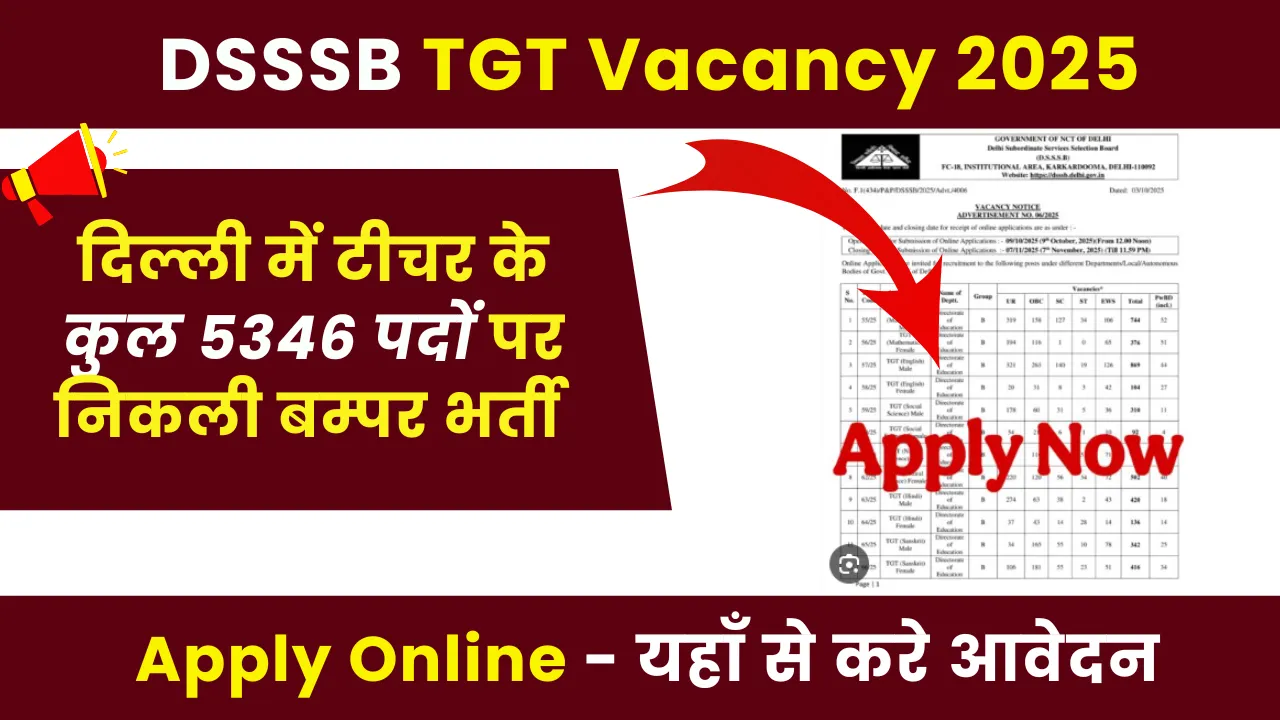 DSSSB TGT Vacancy 2025 Apply Online